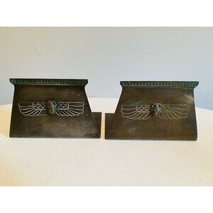 Antique 1920's Benedict Karnak Brass Egyptian Revival Scarab Bookends 541